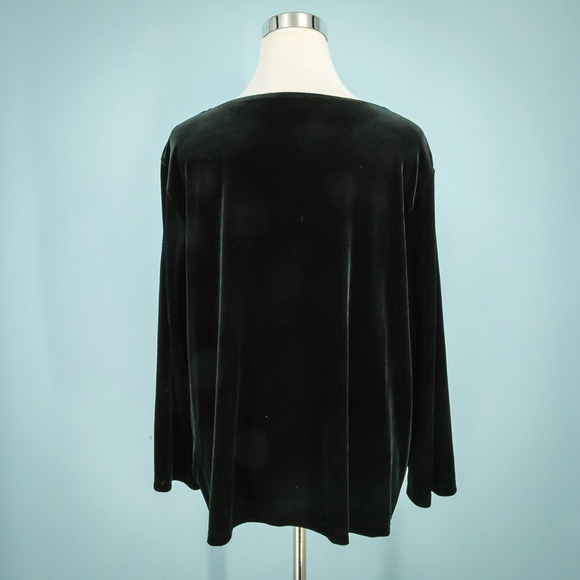 Chico's 3 Size XL Black Traveler's Velvet Jewel Rhinestone Embellished Knit Top - Picture 3 of 6